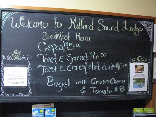 2007-05-23 NZ Te Anau, Milford IMG_8354 It's unusual for a backpacker to offer any kind of menu